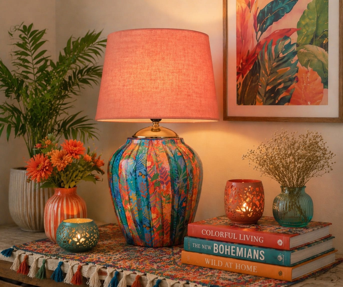 Modern Table Lamp with Warm Colors & Artistic Charm