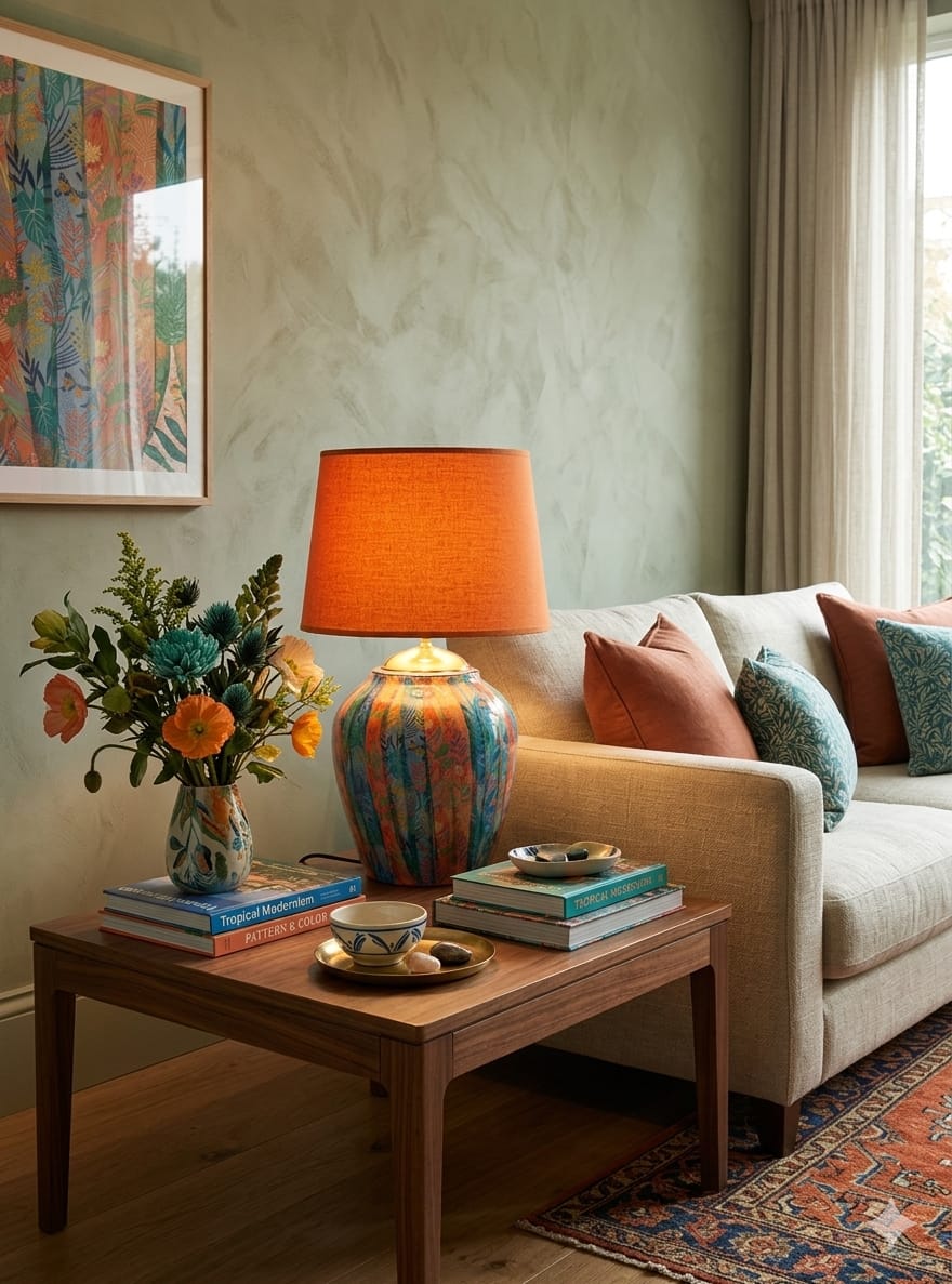 Modern Table Lamp with Warm Colors & Artistic Charm