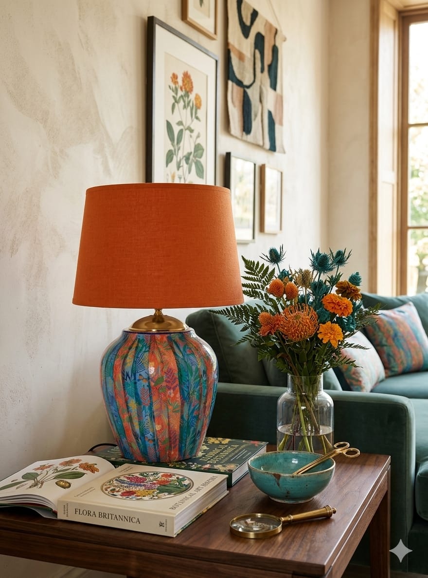 Modern Table Lamp with Warm Colors & Artistic Charm
