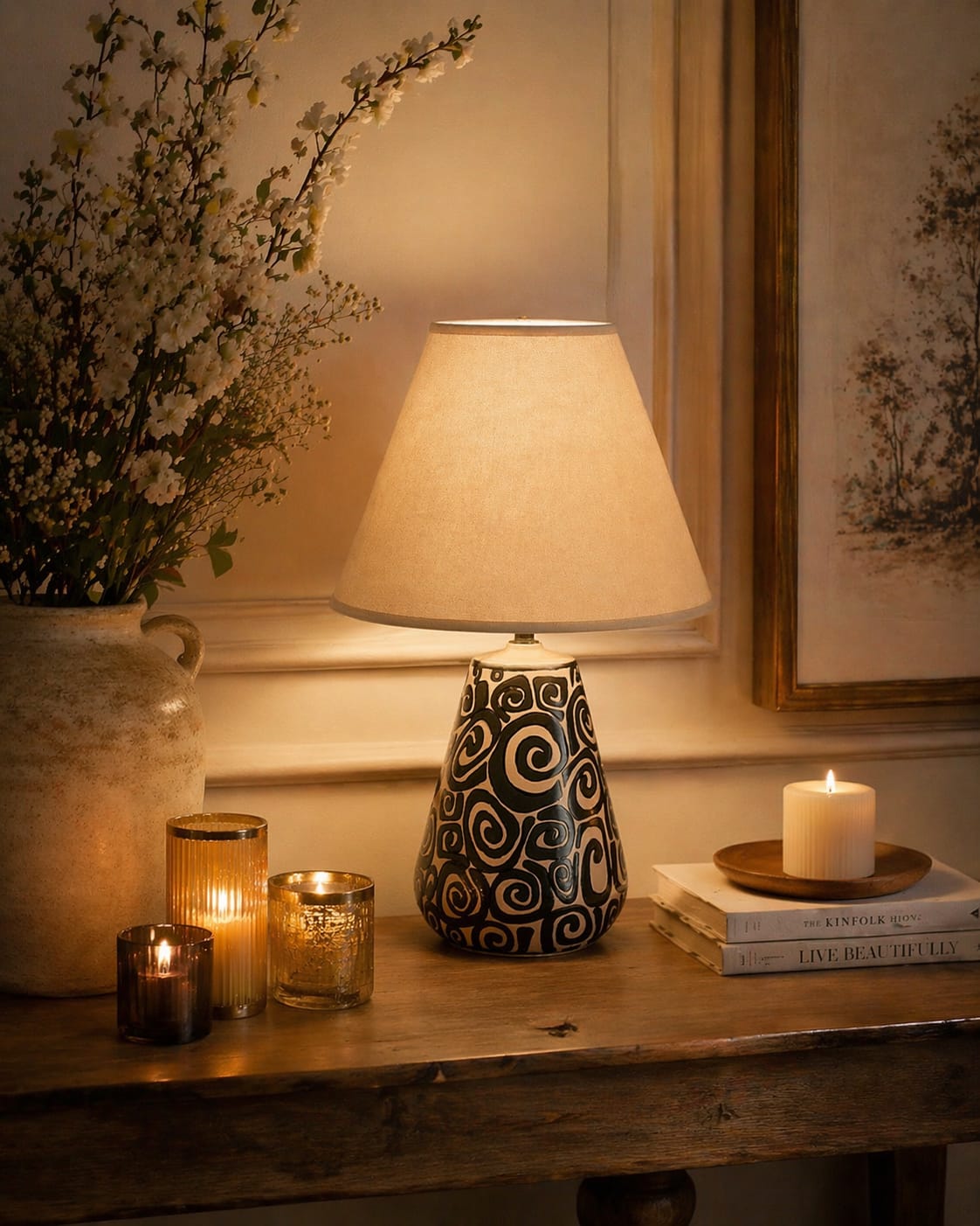 African Style Table Lamp with Elegant Warm Tones
