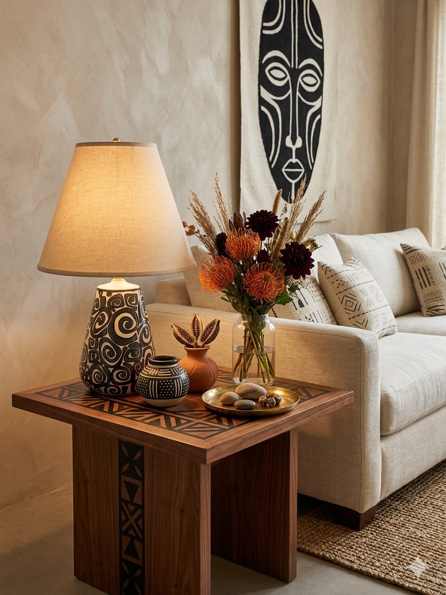 African Style Table Lamp with Elegant Warm Tones