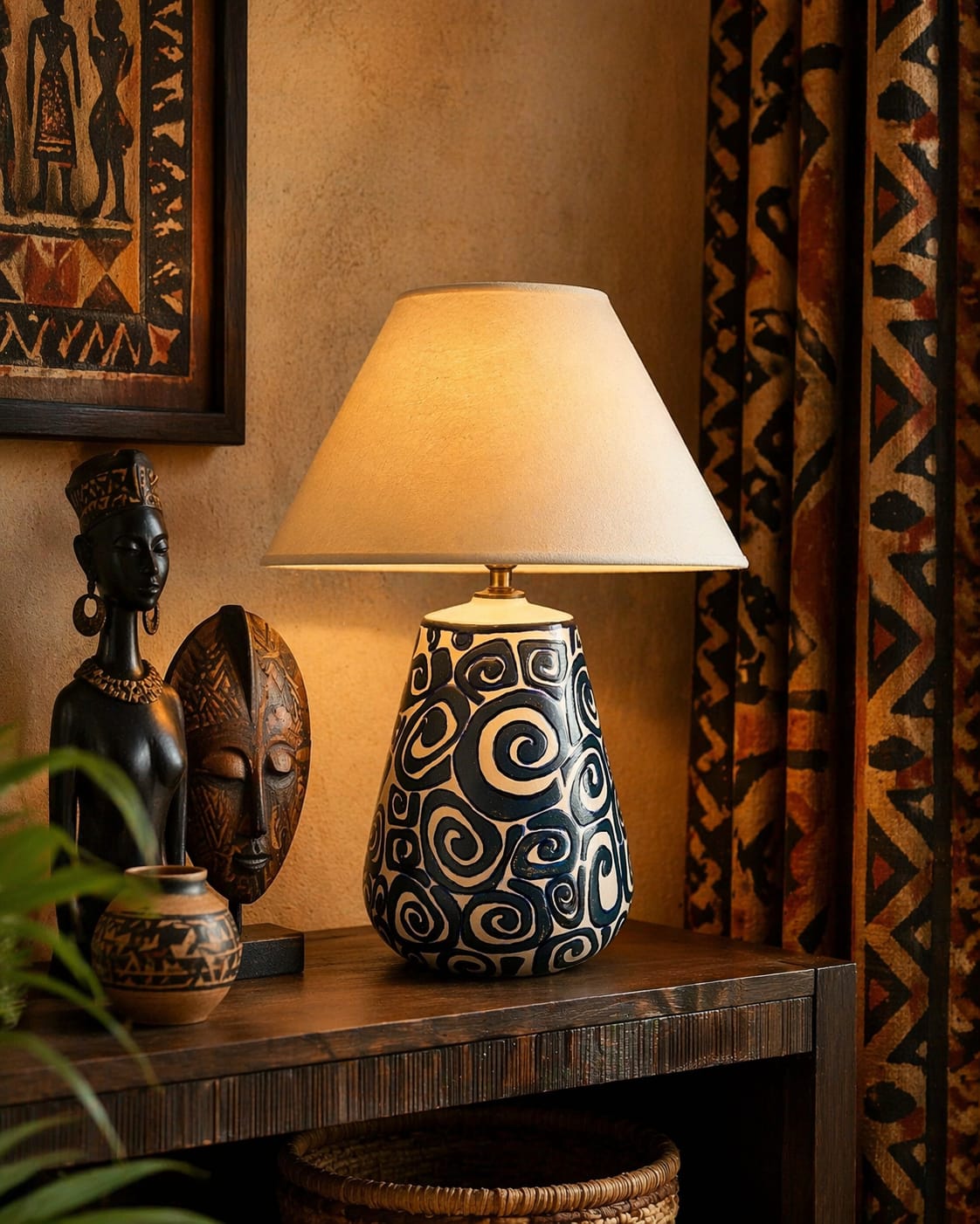 African Style Table Lamp with Elegant Warm Tones