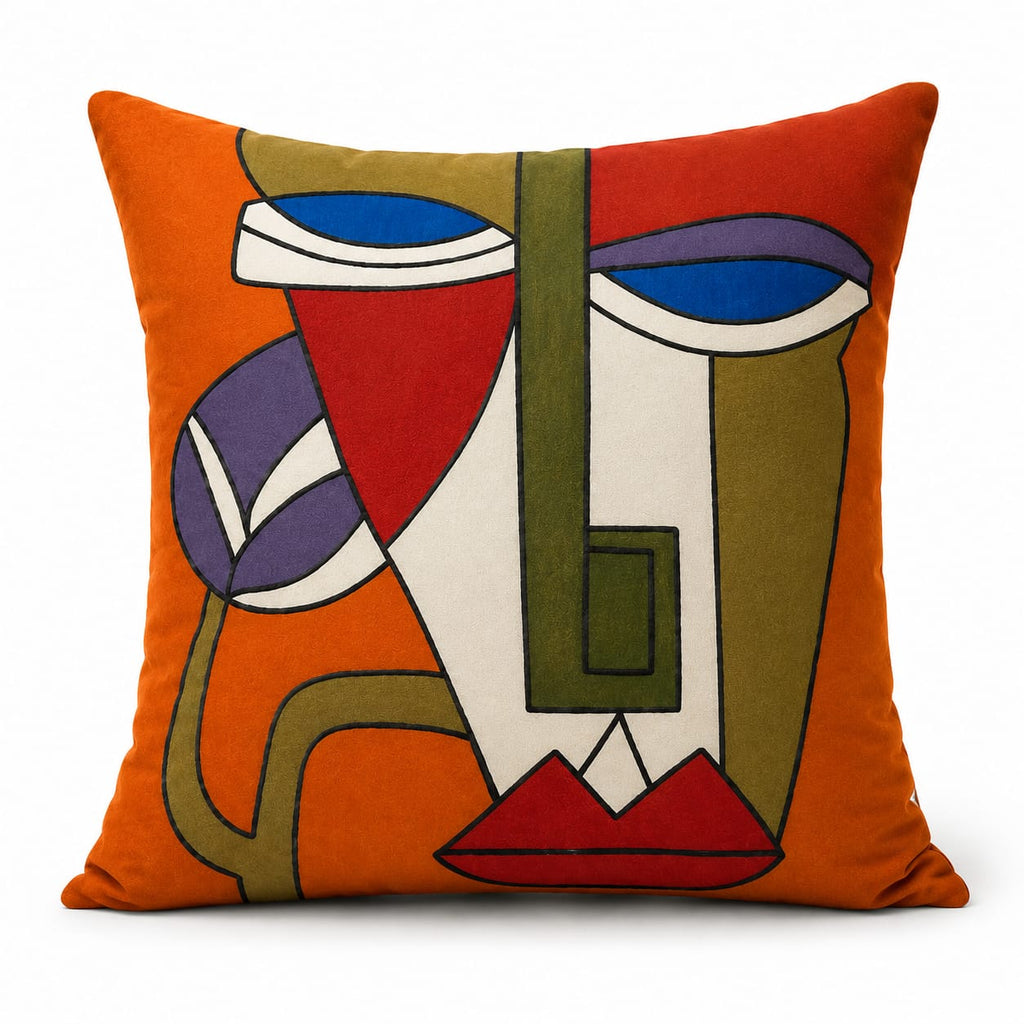 Abstract Face Cushion – Handmade Artistic Piece