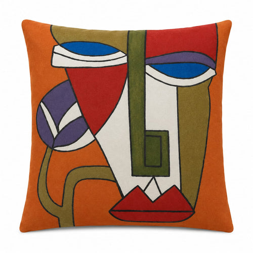 Abstract Face Cushion – Handmade Artistic Piece