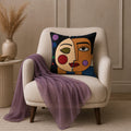 Modern Abstract Faces Cushion – Handmade Artistic Piece