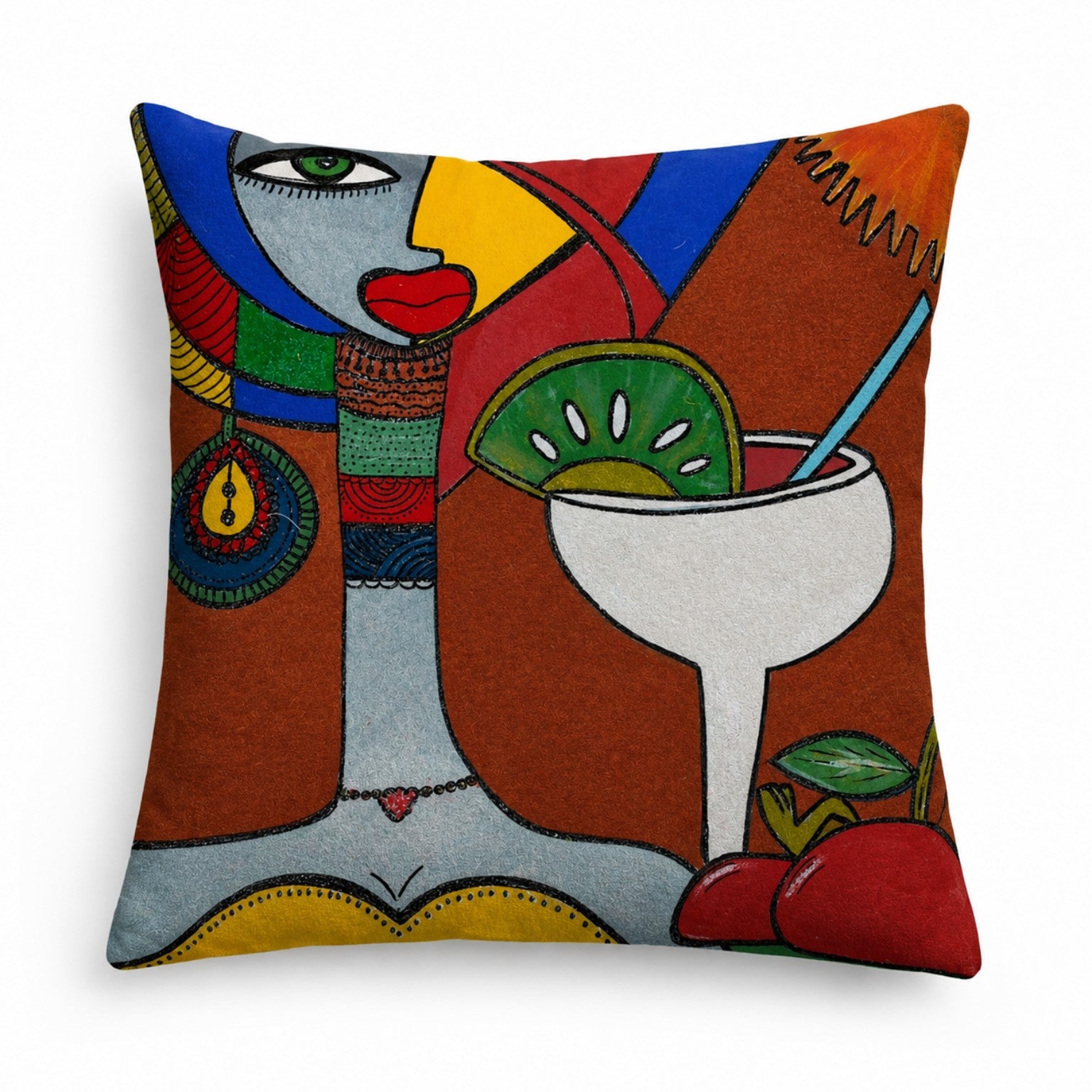 Abstract Cocktail Art Cushion – Handmade Artistic Piece