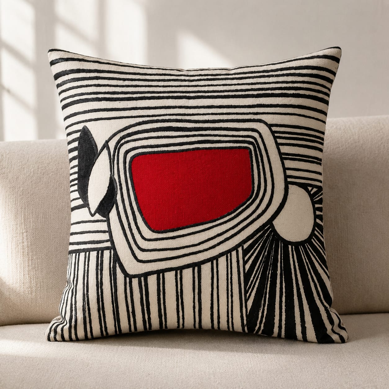 Minimal Abstract Cushion – Handmade Artistic Piece
