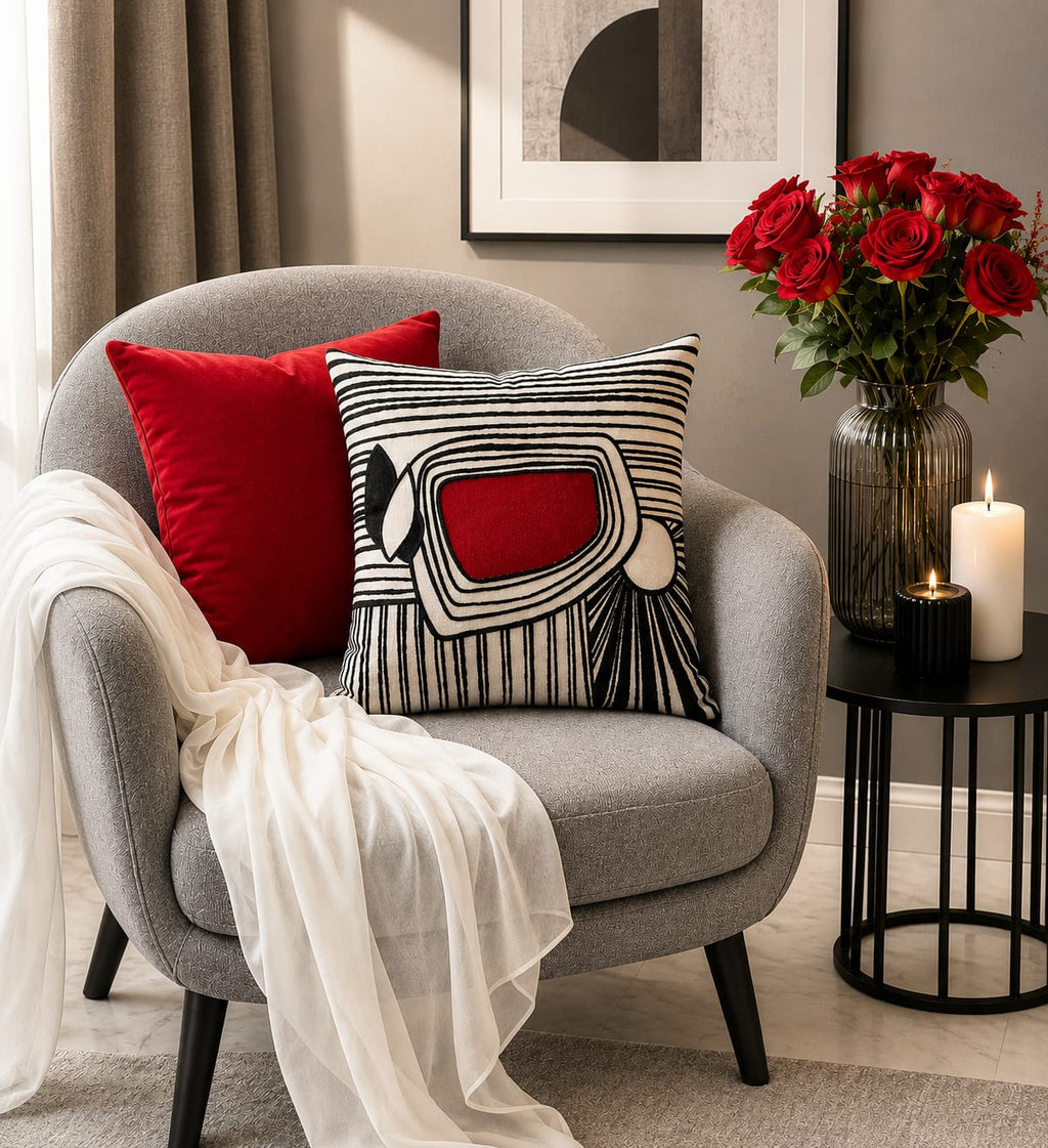 Minimal Abstract Cushion – Handmade Artistic Piece