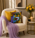 Abstract Face Cushion – Handmade Artistic Piece
