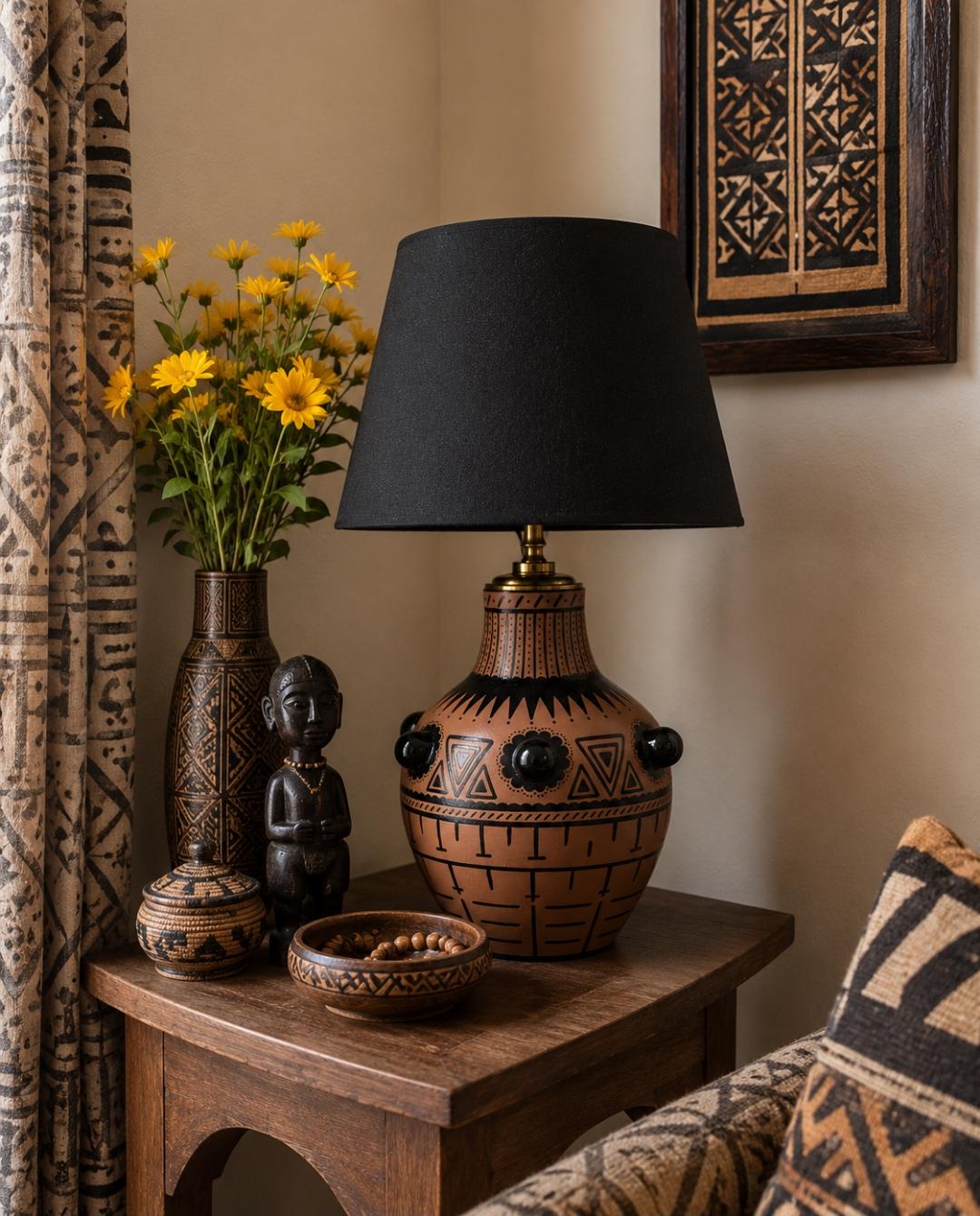 African-Inspired Handmade Table Lamp