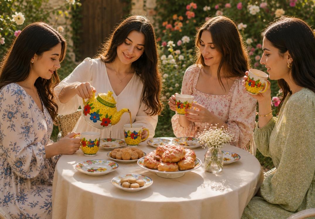 Tea Set with the Colors of Spring
