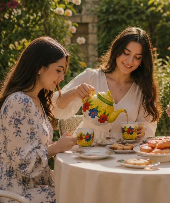 Tea Set with the Colors of Spring