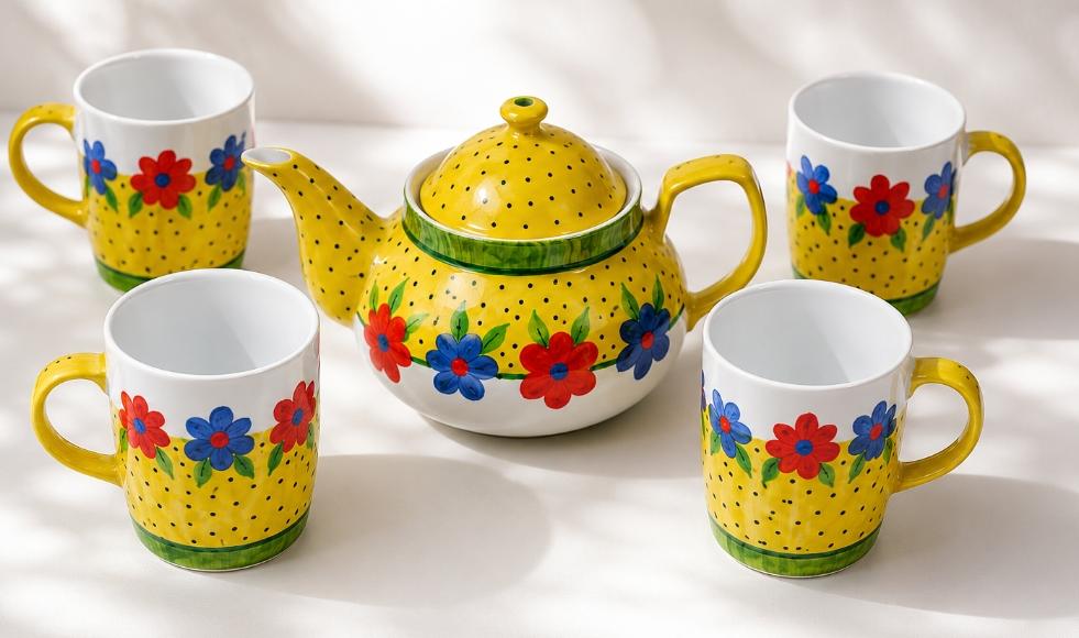 Tea Set with the Colors of Spring