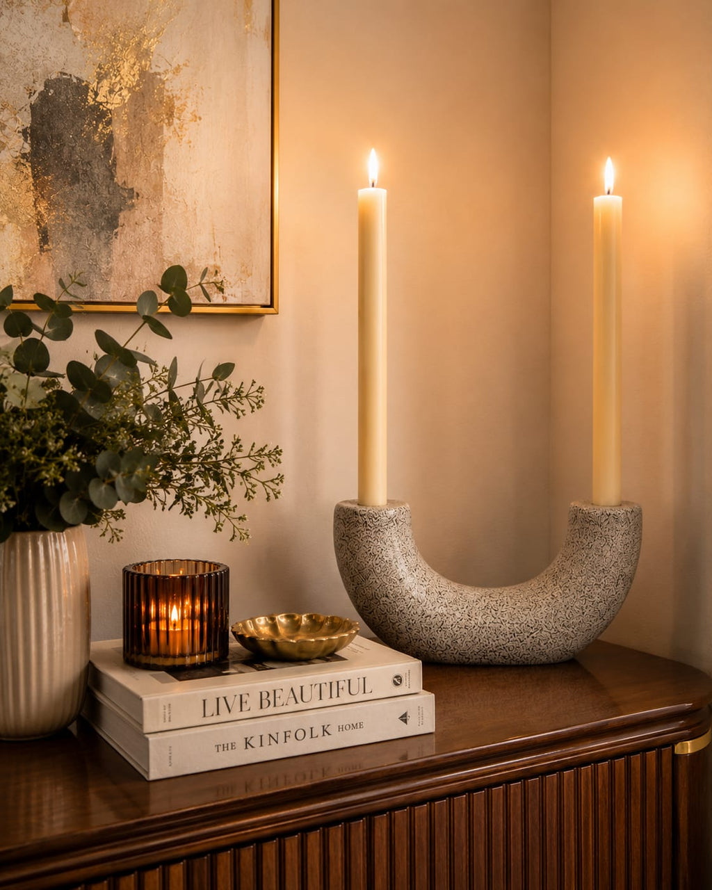 Handmade Marble Effect Candle Holder