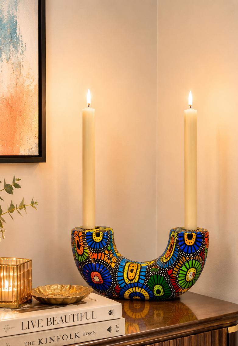 Hand-Painted Artistic Candle Holder