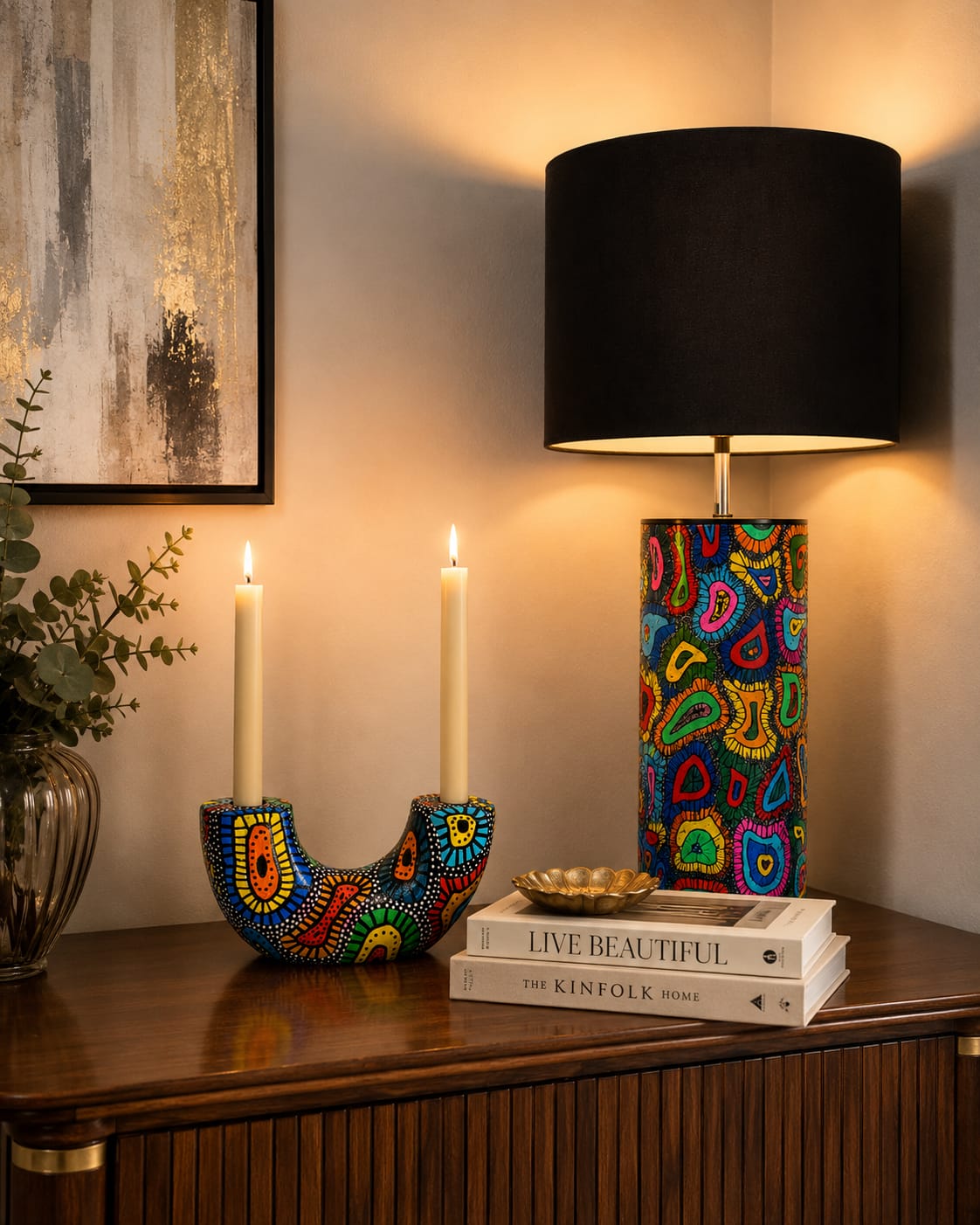 Hand-Painted Artistic Candle Holder