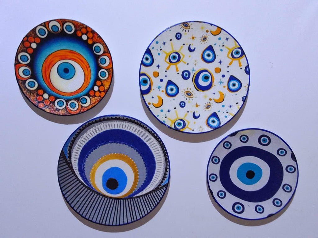 Handcrafted Evil Eye Decorative Wall Plates Set