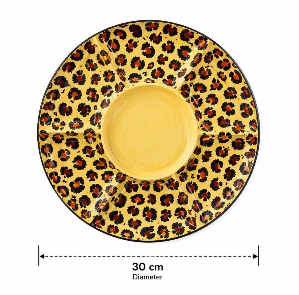 Hand-Painted Leopard Print Porcelain Serving Plate