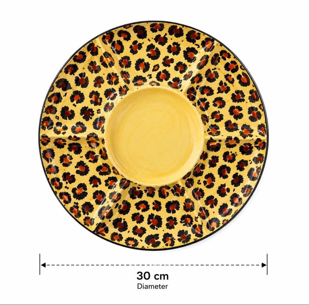 Hand-Painted Leopard Print Porcelain Serving Plate