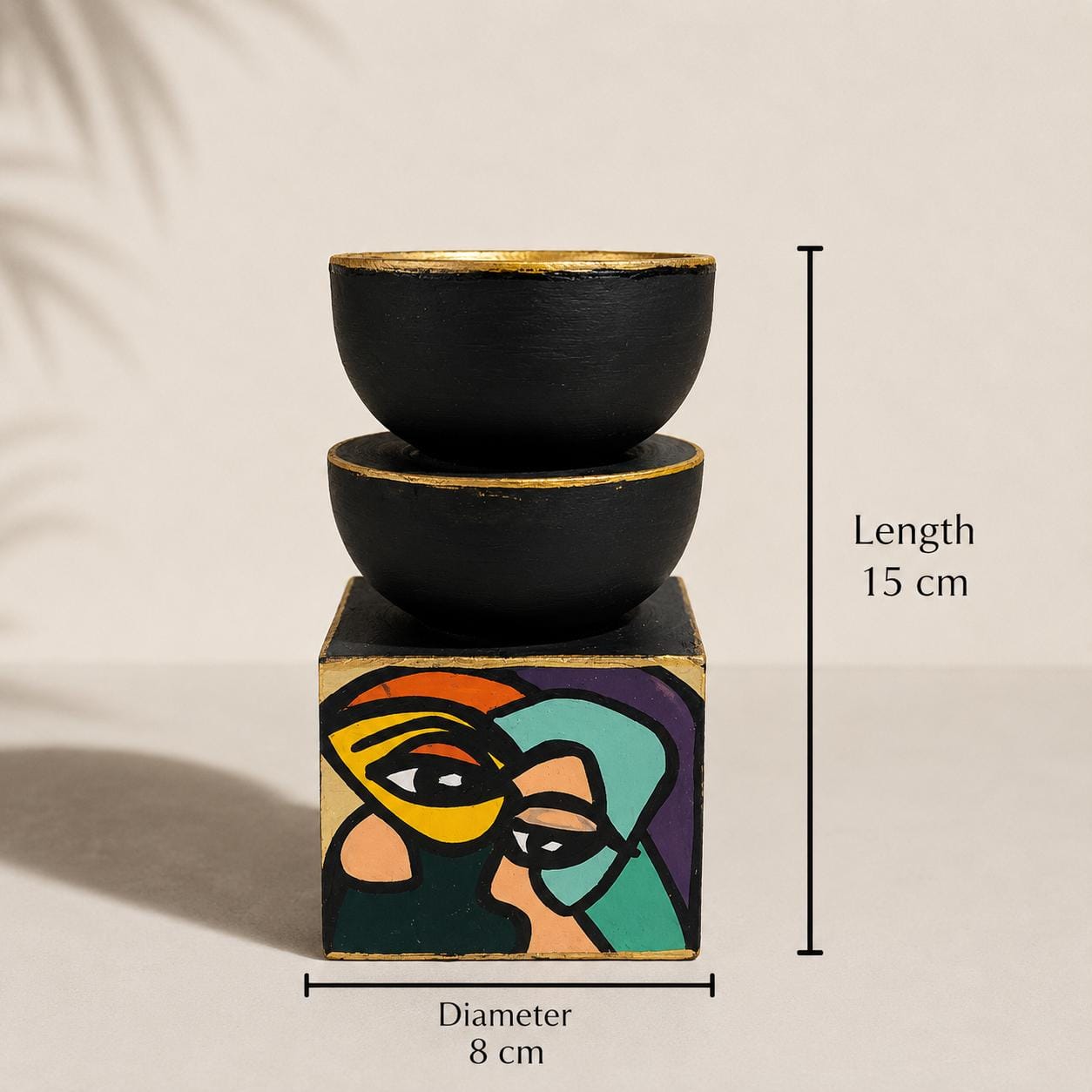 Hand-Painted Abstract Candle Holder Set